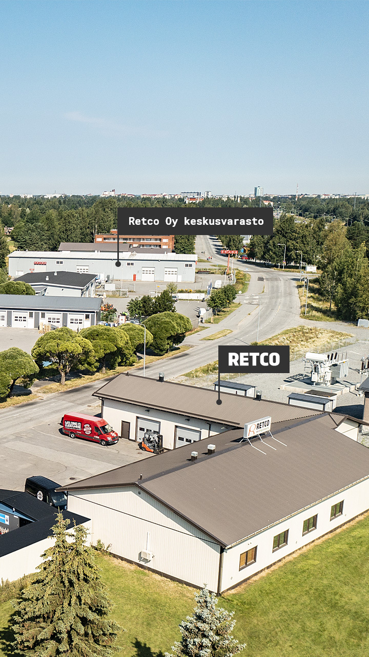 Retcon toimitilat ja keskusvarasto Porissa. 